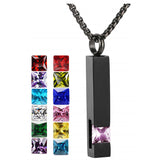 Stainless Steel Birthstones Cross Urn Necklaces for Ashes