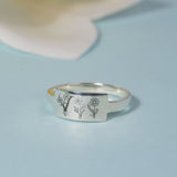 Sterling Silver Birth Flower Ring, 1-3 Flowers to Choose From