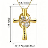 14K Gold Plated Dainty Heart Birthstone Pendant Cross Necklace for Women Religious Gift