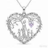 Sterling Silver Heart Pendant Birthstone Tree of Life Mother Child Family Necklace