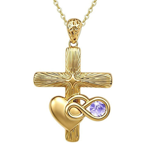 14K Gold Plated Cubic Zirconia Infinity Heart Pendant Necklace for Women