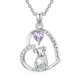 Sterling Silver 12 Month Birthstone Schnauzer Chihuahua Pitbull Pug Pendant Necklace for Women