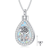 Sterling Silver Teardrop Opal 12 Birth Flower Urn Necklaces for Ashes