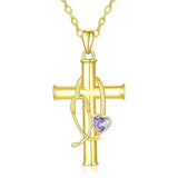 Stethoscope Cross 14K Gold Plated Pendant Necklace for Women Nurse Doctor Birthday Graduation Gift for Medical Student