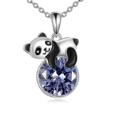 Panda Necklace Sterling Silver Panda Pendant Birthstone Jewlery Gift for Women