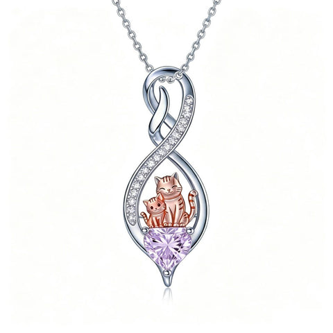 Sterling Silver 12 Month Birthstone Infinity Heart Animal Pendant Necklace Christmas Birthday Jewelry Gift