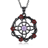 Sterling Silver Black Heart Skeleton Birthstone Necklace With Engraved Halloween Gift