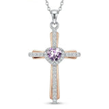 14K Gold Plated Birthstone Cross Necklace for Women  Protection Jewelry