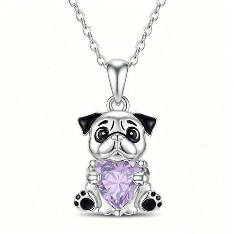 Sterling Silver 12 Month Birthstones Hedgehog Pug Fox Otter Pendant Necklace Gifts for  Birthday, Christmas, Graduation