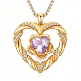14K Gold Plated  Birthstone Rose Flower Heart Necklaces for Women  Birthday Christams Valentine's Day Jewelry Gift