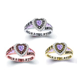 Copper  Personalized Birthstone Engraved Class Rings for Women, College Senior High School Ring