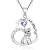Sterling Silver 12 Month Birthstone Schnauzer Chihuahua Pitbull Pug Pendant Necklace for Women