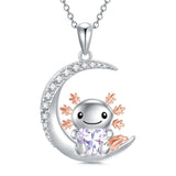 Sterling Silver 12 Birthstones Axolotl  Pendant Necklace