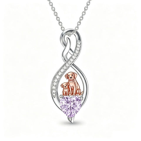 Sterling Silver 12 Month Birthstone Infinity Heart Animal Pendant Necklace Christmas Birthday Jewelry Gift