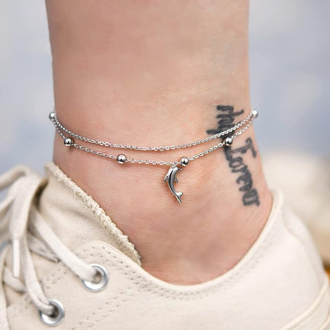 Sterling Silver Multi-layered Animal Anklet