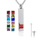 Stainless Steel Birthstones Urn Necklaces for Ashes Cross Cremation Pendant for Men Women Memorial Keepsake Jewelry