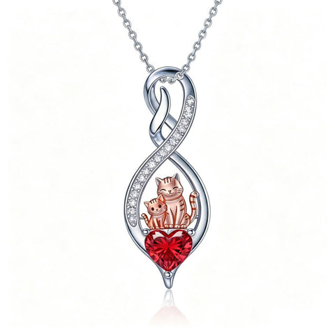 Sterling Silver 12 Month Birthstone Infinity Heart Animal Pendant Necklace Christmas Birthday Jewelry Gift