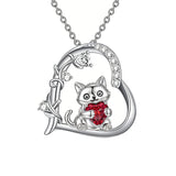 Sterling Silver Birthstone  Cat Pendant Necklace for Women