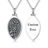 Sterling Silver 12 Month Birth Flower Urn Necklace for Ashes