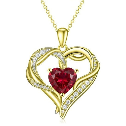 14K Gold  Plated 12 Months Birthstone Forever Love Heart Necklace Birthday Anniversary Wedding Gift