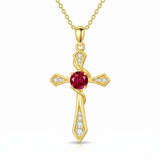 14K Gold Plated Birthstone Infinity  Cross Pendant NecklaceJewelry for Women