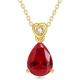 14K Gold 2 Carat Teardrop Created Birthstone with Real Diamond Pendant Necklace