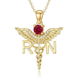 14K Gold  Plated Nurse Caduceus Necklace for Women  RN Registered Graduation Gift