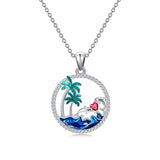 Sterling Silver Birthstone Dolphin Pendant Necklace