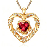 14K Gold Plated  Birthstone Rose Flower Heart Necklaces for Women  Birthday Christams Valentine's Day Jewelry Gift