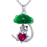 Sterling Silver Birthstone Frog Pendant Necklace