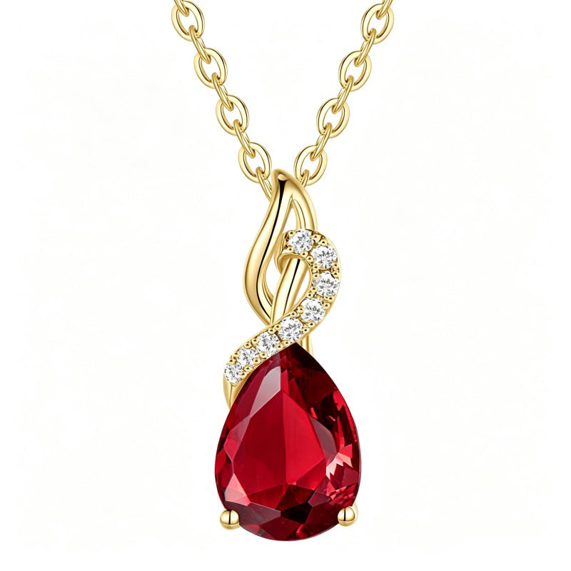 14K Gold Plated  Teardrop Birthstone Pendant Necklace Birthday Gifts for Women