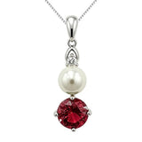 14K Gold Plated Birthstone 8MM  Round Pearl Pendant Necklace for Women