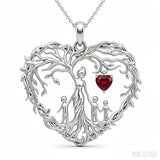 Sterling Silver Heart Pendant Birthstone Tree of Life Mother Child Family Necklace