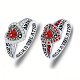 Copper Personalized Birthstone Engraved Class Rings for Women, College Senior High School Ring
