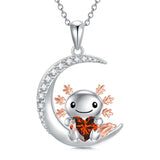 Sterling Silver 12 Birthstones Axolotl  Pendant Necklace