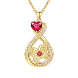 14K Gold Plated Infinity Birthstone  Butterfly Cross Necklace for Women