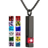 Stainless Steel Birthstones Cross Urn Necklaces for Ashes