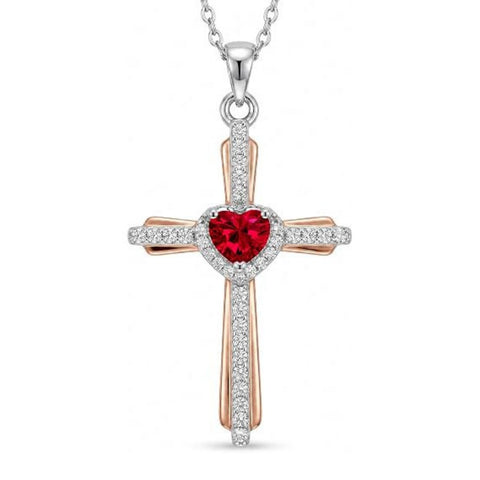 14K Gold Plated Birthstone Cross Necklace for Women  Protection Jewelry