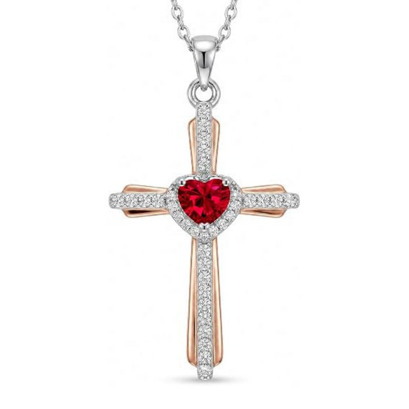 14K Gold Plated Birthstone Cross Necklace for Women  Protection Jewelry
