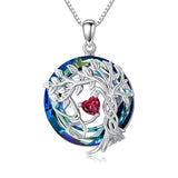 Sterling Silver Birthstone Crystal Tree of Life Stethoscope Pendant Necklace