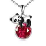 Panda Necklace Sterling Silver Panda Pendant Birthstone Jewlery Gift for Women