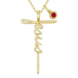14K Gold Plated Birthstone Faith Cross Necklace for Women Christian Catholic Protection Jewelry