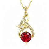 14K Gold Plated Birthstone Infinity Butterfly Necklace for Women