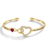 14K Gold Plated Birthstone Infinity Heart Bangle Bracelet for Women