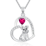 Sterling Silver 12 Month Birthstone Schnauzer Chihuahua Pitbull Pug Pendant Necklace for Women