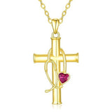 Stethoscope Cross 14K Gold Plated Pendant Necklace for Women Nurse Doctor Birthday Graduation Gift for Medical Student