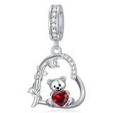 Sterling Silver 12 Month Birthstone Bear Bead Charms