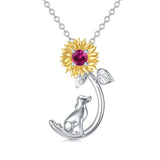 Sterling Silver Birthstone Cat Necklace Crystal Dog Necklace for Women Birthday Mothers Day Jewelry Gifts