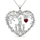 Sterling Silver Heart Pendant Birthstone Tree of Life Mother Child Family Necklace