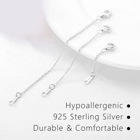 Sterling Silver 3 Piece Set  Extenders Chain Necklace